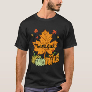 T-shirt Merci Citrouille feuille mignon Thanksgiving Fall 
