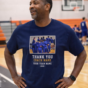 T-shirt Merci Coach Nom de l'équipe et Photo Bleu
