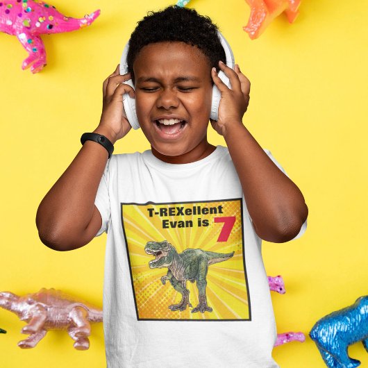 T-shirt Merci Dino T-Rex Dinosaur 7e anniversaire Nom