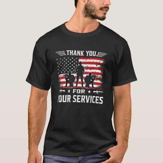 T-shirt Merci Drapeau Américain Patriotique Pour Votre Ser (Devant)