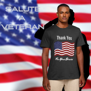 T-shirt Merci Drapeau Américain Vétéran Noir