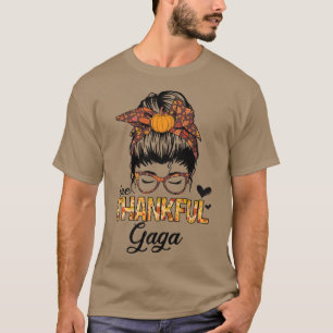 T-shirt Merci Gaga Funny Messy Bun Automne Automne Thanksg