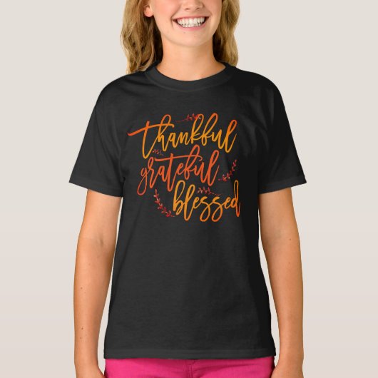 T-shirt Merci Grateful Script Thanksgiving (Devant)