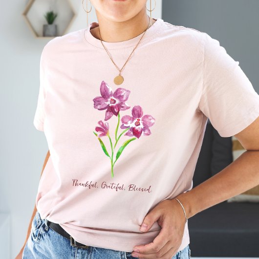 T-shirt Merci, Gratuit, Bienheureux floral