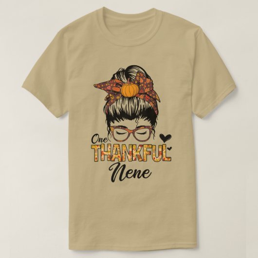 T-shirt Merci Nene Funny Messy Bun Automne Automne Thanksg (Design devant)