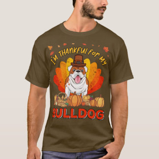 T-shirt Merci pour mon chien de taureau anglais Thanksgivi