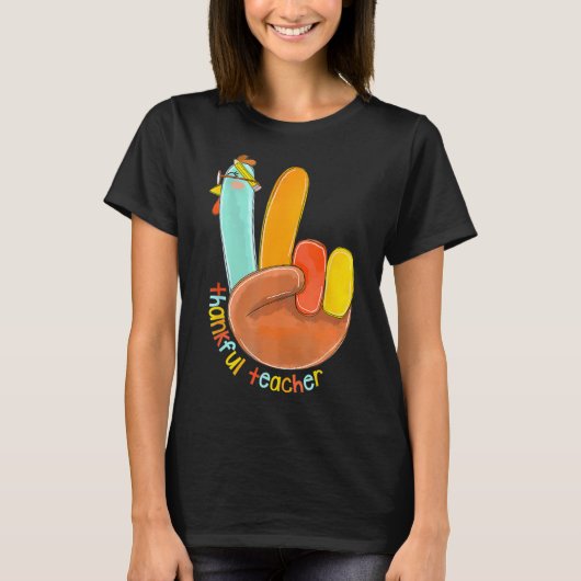 T-shirt Merci Professeur amusant Thanksgiving Peace Hand S (Devant)