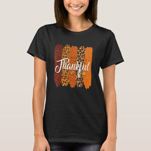 T-shirt Merci Thanksgiving Leopard Buffalo Plaid Splici (Devant)