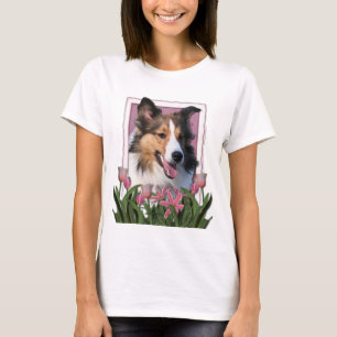 T-shirt Merci - tulipes roses - Sheltie