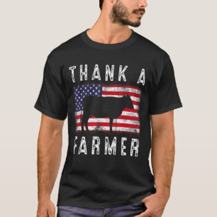 T-shirt Merci Un Agriculteur Patriotique Daisy Cow Drapeau