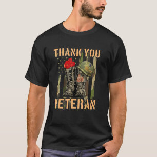 T-shirt Merci vétérans Bottes de combat Veter Poppy-Flower