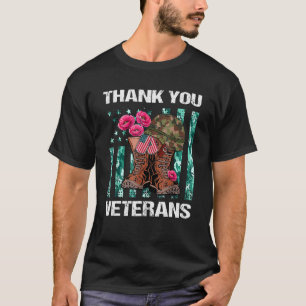 T-shirt Merci Vétérans de combat Bottes de coquelicot Vétè