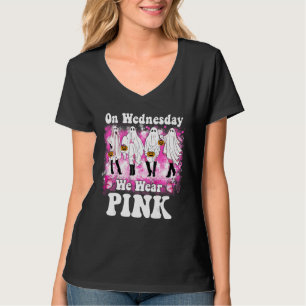 T-shirt Mercredi Nous Portons Pink Ghost Dance Halloween