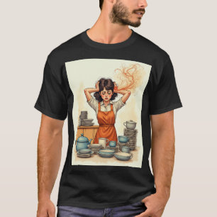 T-shirt Merde Maman Épuisée Vie de Maman Chaos Humour Cuis