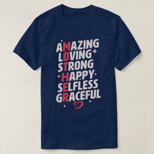 T-shirt Mère Acronyme Extraordinaire Aimer Forte Happy Sel (Design devant)