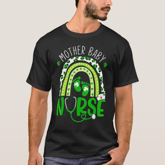T-shirt Mère Baby Nurse Rainbow Nursing Happy St Patrick (Devant)