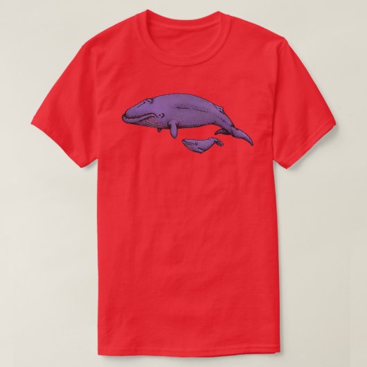 T-shirt Mère baleine et bébé baleine (Design devant)
