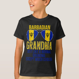 T-shirt Mère barbadienne mamie drapeau de la Barbade lunet
