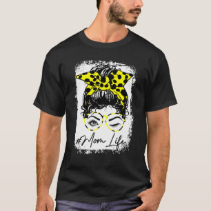 T-shirt Mère blanchie Motif point de vie Messager Bun chev