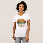 T-shirt Mère Boxer Chien Rétro Coucher de soleil Empreinte (Devant entier)