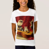 T-Shirt Mère Chat et chatons Jouer avec la guitare (Devant)