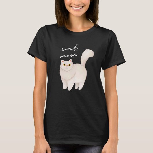 T-shirt Mère chat persan blanc pour chat 1 (Devant)