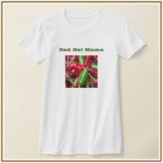 T-shirt Mère chaude rouge mignonne avec poivrons