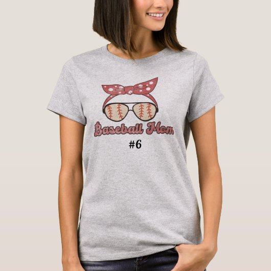 T-shirt Mère de baseball de style rétro (Devant)