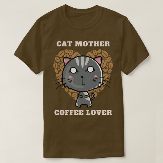 T-shirt Mère de chat amateur de café 250 (Design devant)