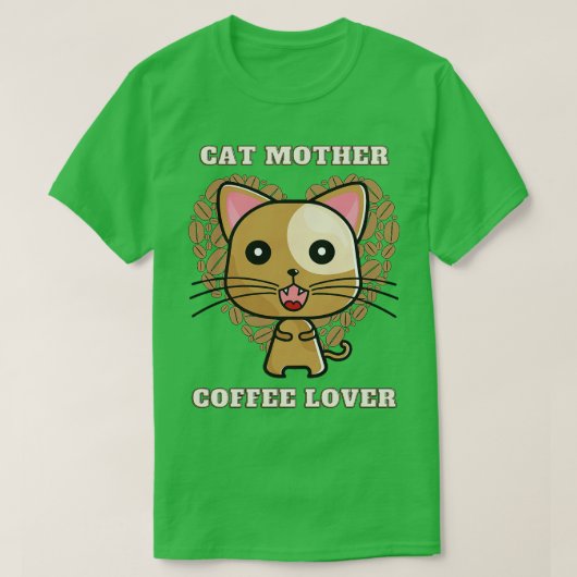 T-shirt Mère de chat amateur de café 251 (Design devant)