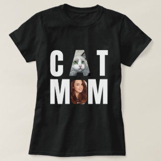 T-shirt Mère de chat personnalisée, photo de chat