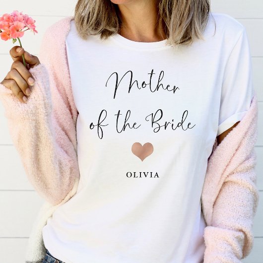 T-shirt Mère de la mariée | Script tendance et coeur