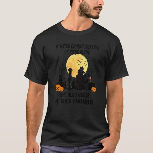 T-shirt Mère de l'alcool de sorcière et de lévrier Hallowe (Devant)