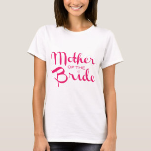 T-shirt Mère de mariée Retro Script Hot rose sur blanc