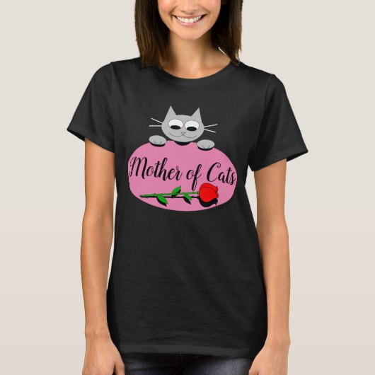 T-shirt Mère des Chats avec Rose Rouge Amoureux des chats  (Devant)