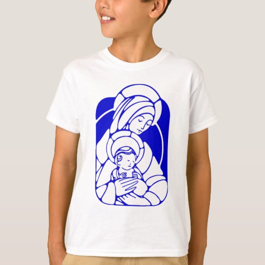 T-shirt Mère et enfant saints bleus et blancs (Devant)