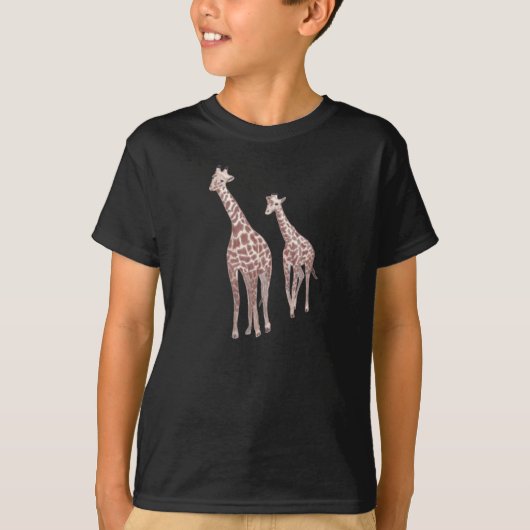 T-shirt Mère et enfants girafes en train de dessiner des t (Devant)