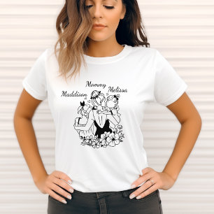 T-shirt Mère Et Filles Alignent L'Art Avec Les Noms