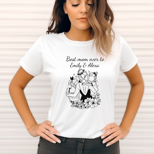T-shirt Mère Et Filles Line Art