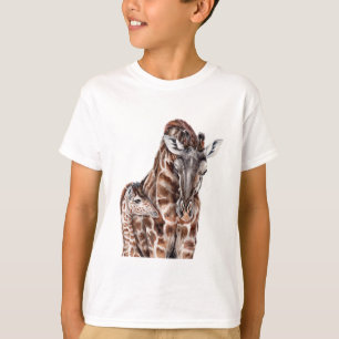 T-shirt Mère Giraffe avec Bébé Giraffe