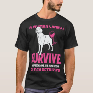 T-shirt mère golden retriever et vin
