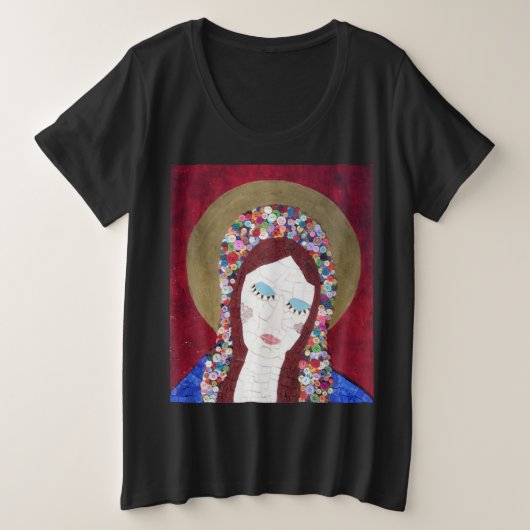 T-shirt Mère Mary Plus Taille sur noir (Design devant)
