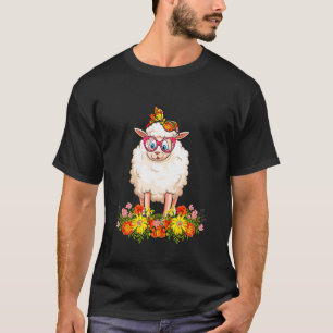 T-shirt Mère Mouton Mignonne Mouton Bow Cravate Fleurs Bon