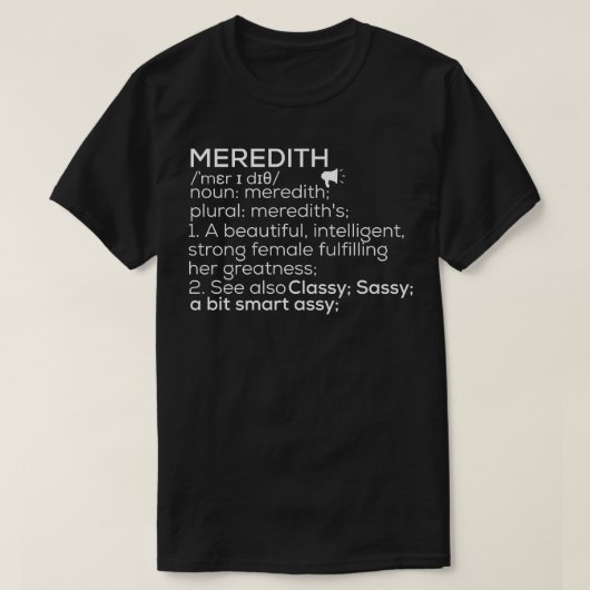 T-shirt Meredith Nom Meredith Définition Meredith Femme (Design devant)