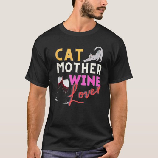 T-shirt Mères de chat Buveuse de vin (Devant)