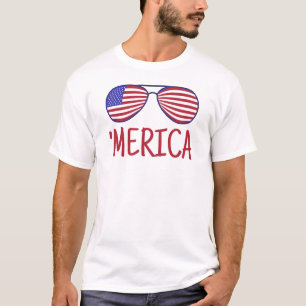 T-shirt Merica 4 juillet lunettes