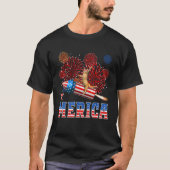 T-shirt Merica 4th of July Cat Riding Firework Rocket Patr (Devant)
