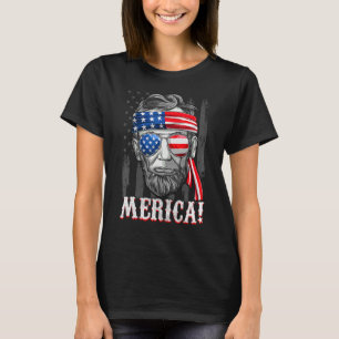 T-shirt Merica Abe Lincoln 4 juillet drapeau américain