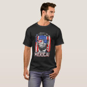 T-shirt Merica Abe Lincoln 4 juillet Hommes Drapeau Améric (Devant entier)