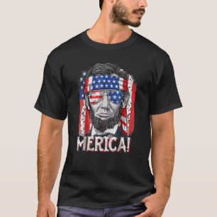 T-shirt Merica Abraham Lincoln 4 juillet America Drapeau P